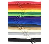 YKK 4.5mm Coil Zipper, 30 Inches - 15 Zippers, Assorted Colors, Made in USA, Double Pull, Purse or Handbag, Nylon, Closed Bottom (Non-separating)