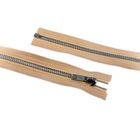 YKK 72"/ 180cm Extra Long Silver Metal Open End Zips Beige - per single zip