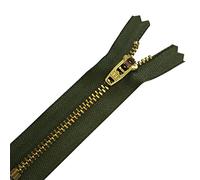 YKK Closed End Nylon Camouflage Zipper, Heavy Duty Sewing Zipper Golden Brass Teeth/Head Durable Zip for Denim Clothes, Jeans, Trousers, Purses, 6 Inch (15cm), 1pc