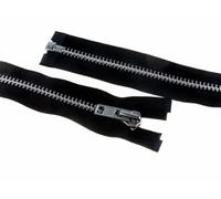 YKK Heavy Duty Silver Metal Open End Zips 45cm Black - Each