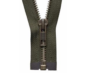 YKK Khaki Strong Metal Tooth Open End Zip - 71Cm