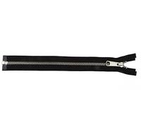 YKK Open Ended Metal Silver Zip. 8, 9, 10, 11, 12, 15, 20, 22, 24, 26 inch. Width No 5. (12 inch)