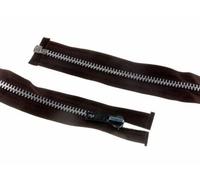 YKK Silver Metal Open End Zip 25cm Brown - Each