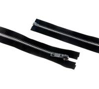 YKK Silver Metal Open End Zip 40cm Black - each