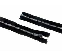 YKK Silver Metal Open End Zip 50cm Black - Each