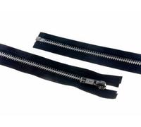 YKK Silver Metal Open End Zip 50cm Navy Blue - Each