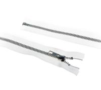 YKK Silver Metal Open End Zip 60cm White - Each