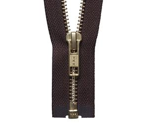 YKK Y2071Ÿ Brass Metal Open End Zip: 71cm: Brown