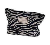 YKKJ Cosmetic Bag, Large Capacity Makeup Bag, Women's Pencil Case, Cosmetics Travel Bag, Black and White Zebra Print for Travel, Holidays and Everyday Life, Black and White