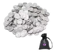 YKKJONLY 100 Pieces Plastic Treasure Coins Set, Silver Pirate Coins for Treasure Search, Party Theme Scene Decorations, Kids & Teens