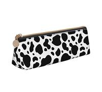 Ykklima Cow Print Texture Leather Pencil Case Zipper Pen Makeup Cosmetic Holder Pouch Stationery Bag for School, Work, Office