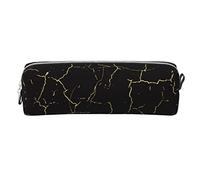 Ykklima Leather Pencil Case - Black Marble Pattern, Stationery Bag Pen Organizer Makeup Cosmetic Holder Pouch for School Work Office College