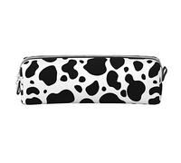 Ykklima Leather Pencil Case - Cow Print Texture, Stationery Bag Pen Organizer Makeup Cosmetic Holder Pouch for School Work Office College