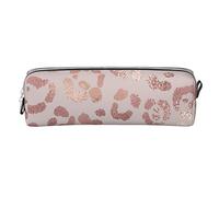 Ykklima Leather Pencil Case - Golden Leopard Print, Stationery Bag Pen Organizer Makeup Cosmetic Holder Pouch for School Work Office College