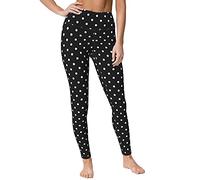Ykklima Women High Waisted Leggings Polka Dot Black White Simple Pattern Yoga Pants Tummy Control for Running Sports, White, XXL
