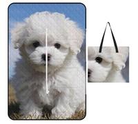 YKLBV Beach Blanket Large Waterproof Picnic Mat Bichon Frise Dog Durable Picnic Blanket for Travel Camping Hiking Outdoor