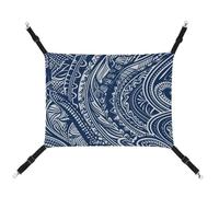 YKLBV Breathable Blue Polynesian Maori Tribal Pattern Printed Pet Hammock - Space-Saving Solution for Cats, Dogs & Small Pets - Anywhere Comfort