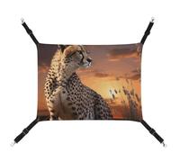 YKLBV Breathable Cheetah Looking with Sunset Printed Pet Hammock - Space-Saving Solution for Cats, Dogs & Small Pets - Anywhere Comfort