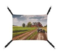 YKLBV Breathable Country Road with Farm and Tractor Printed Pet Hammock - Space-Saving Solution for Cats, Dogs & Small Pets - Anywhere Comfort