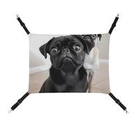 YKLBV Breathable Cute Black Pug Dog Printed Pet Hammock - Space-Saving Solution for Cats, Dogs & Small Pets - Anywhere Comfort