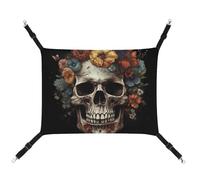 YKLBV Breathable Flowers and Skull Printed Pet Hammock - Space-Saving Solution for Cats, Dogs & Small Pets - Anywhere Comfort
