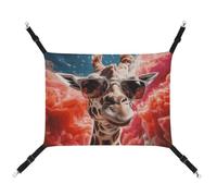 YKLBV Breathable Giraffe Wearing Sunglasses Printed Pet Hammock - Space-Saving Solution for Cats, Dogs & Small Pets - Anywhere Comfort