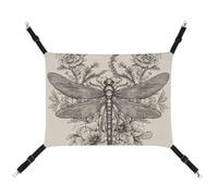 YKLBV Breathable Hand Drawn Floral Dragonfly Printed Pet Hammock - Space-Saving Solution for Cats, Dogs & Small Pets - Anywhere Comfort