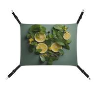 YKLBV Breathable Mint Leaves and Lemon Printed Pet Hammock - Space-Saving Solution for Cats, Dogs & Small Pets - Anywhere Comfort