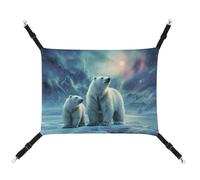 YKLBV Breathable Polar Bears Northern Lights_ Printed Pet Hammock - Space-Saving Solution for Cats, Dogs & Small Pets - Anywhere Comfort
