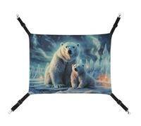 YKLBV Breathable Polar Bears Northern Lights Printed Pet Hammock - Space-Saving Solution for Cats, Dogs & Small Pets - Anywhere Comfort