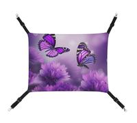 YKLBV Breathable Purple Flower Butterflies Printed Pet Hammock - Space-Saving Solution for Cats, Dogs & Small Pets - Anywhere Comfort