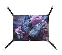 YKLBV Breathable Purple Rose with Beautiful Butterfly Printed Pet Hammock - Space-Saving Solution for Cats, Dogs & Small Pets - Anywhere Comfort