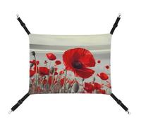 YKLBV Breathable Red Poppy Flower Printed Pet Hammock - Space-Saving Solution for Cats, Dogs & Small Pets - Anywhere Comfort