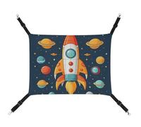 YKLBV Breathable Rocket Clipart Space Ship Printed Pet Hammock - Space-Saving Solution for Cats, Dogs & Small Pets - Anywhere Comfort