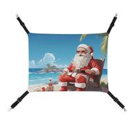 YKLBV Breathable Santa Claus at Beach Printed Pet Hammock - Space-Saving Solution for Cats, Dogs & Small Pets - Anywhere Comfort