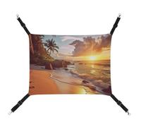 YKLBV Breathable Tropical Beach at Sunset Printed Pet Hammock - Space-Saving Solution for Cats, Dogs & Small Pets - Anywhere Comfort
