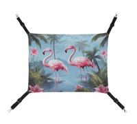 YKLBV Breathable Tropical Flamingos Printed Pet Hammock - Space-Saving Solution for Cats, Dogs & Small Pets - Anywhere Comfort