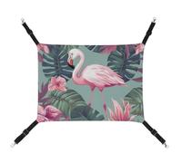 YKLBV Breathable Tropical Leaves and Flamingo Printed Pet Hammock - Space-Saving Solution for Cats, Dogs & Small Pets - Anywhere Comfort
