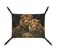 YKLBV Breathable Two Lions Printed Pet Hammock - Space-Saving Solution for Cats, Dogs & Small Pets - Anywhere Comfort