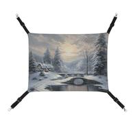 YKLBV Breathable Winter Snow Scene Printed Pet Hammock - Space-Saving Solution for Cats, Dogs & Small Pets - Anywhere Comfort
