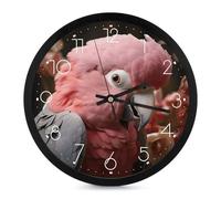 YKLBV Round Wall Clock 10 Inch Silent Non Ticking Clock Grey Rose-Breasted Cockatoo Modern Clock for Living Room Bedroom Home Office Classroom Decor