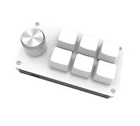 Yklhsocneg 6 +1 Knob Custom Keypad 6 Macro Programming Custom One-Handed OSU Game Mini Mechanical Keyboard White