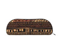 YKLJG African Mud Cloth Tribal 1 Print Leather Pencil Case with Silver Zipper, PVC Half-Circle Stationery Pouch Organizer for School Office Travel