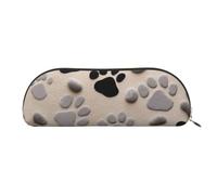 YKLJG Animal Paw Prints Print Leather Pencil Case with Gold Zipper, PVC Half-Circle Stationery Pouch Organizer for School Office Travel