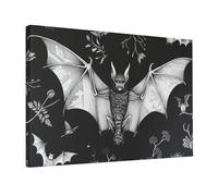 YKLJG Bat Print Printed Wall Art Canvas Prints 45x30 CM Wooden Framed Picture Painting Artwork for Bedroom Kitchen Home Office Decor