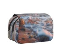 YKLJG Beach Maui Hawaii Sunset Sea Waves Clouds Print Flip-Top Pencil Case Pen Organiser with 2 Zipper Compartments, Large Capacity Makeup Bags for School, Travel & Office