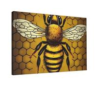 YKLJG Bee Honeybee Printed Wall Art Canvas Prints 45x30 CM Wooden Framed Picture Painting Artwork for Bedroom Kitchen Home Office Decor