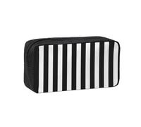 YKLJG Black & White Stripe Large Capacity Pencil Case, Durable 600D Oxford Pen Pouch with Zipper, Stationery Organiser for School, Office, Travel