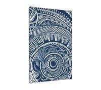 YKLJG Blue Polynesian Maori Tribal Pattern Printed Wall Art Canvas Painting 20x30 CM Wooden Framed Picture Painting Artwork Prints for Bedroom Kitchen Home Office Decor