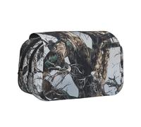 YKLJG Cold Tree Camouflage Print Flip-Top Pencil Case Pen Organiser with 2 Zipper Compartments, Large Capacity Makeup Bags for School, Travel & Office